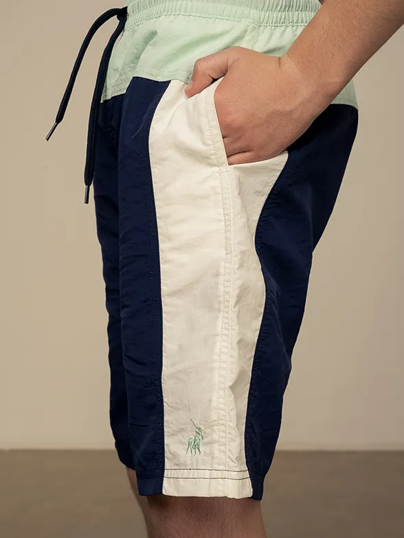 Polo Boys Ayden Colour Blocked Beach Shorts Turquoise - Image 3