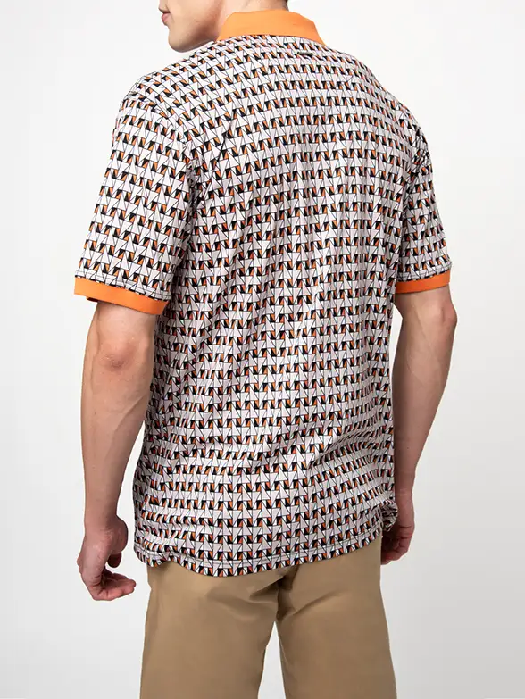 Polo Mens DM Geo Printed Golfer Orange - Image 5