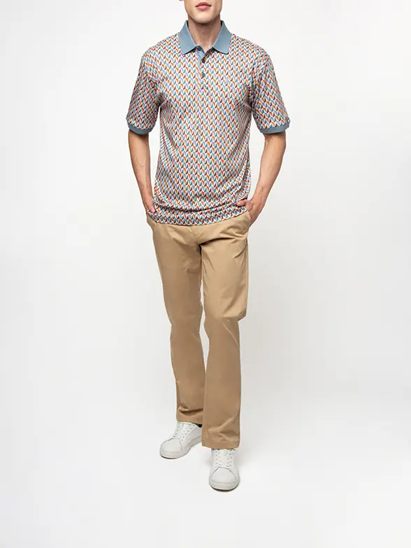 Polo Mens Dm Abstract Printed Golfer Orange - Image 2