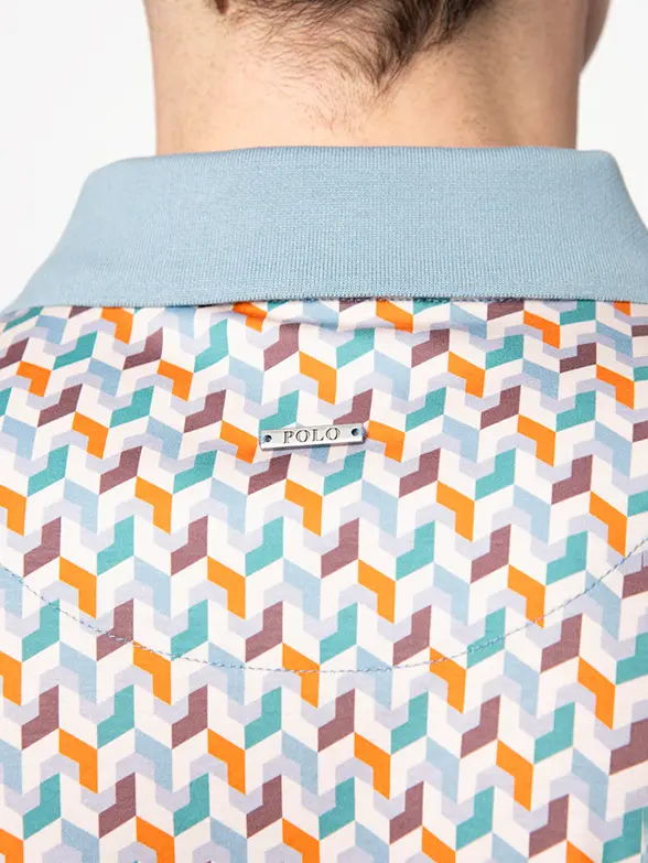 Polo Mens Dm Abstract Printed Golfer Orange - Image 4