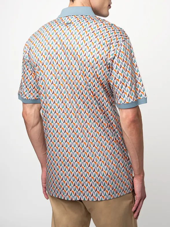 Polo Mens Dm Abstract Printed Golfer Orange - Image 3