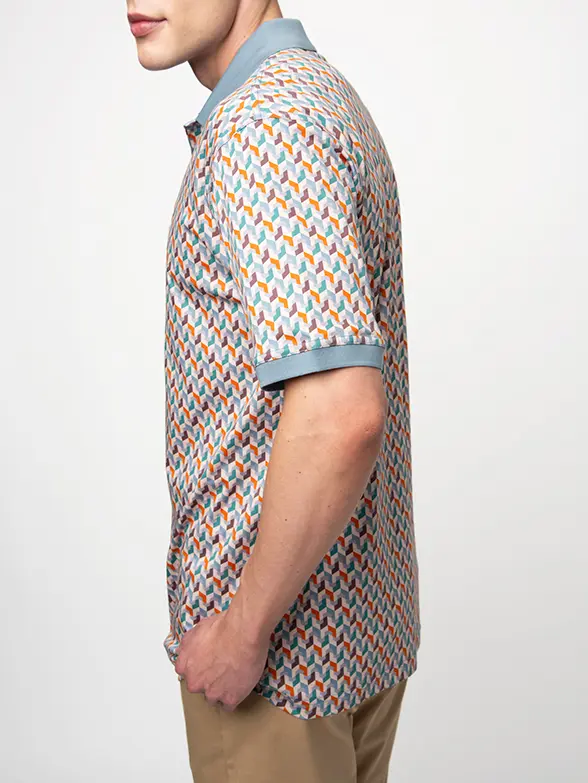 Polo Mens Dm Abstract Printed Golfer Orange - Image 5