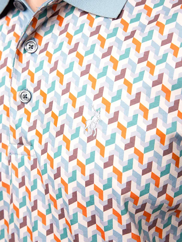 Polo Mens Dm Abstract Printed Golfer Orange - Image 6