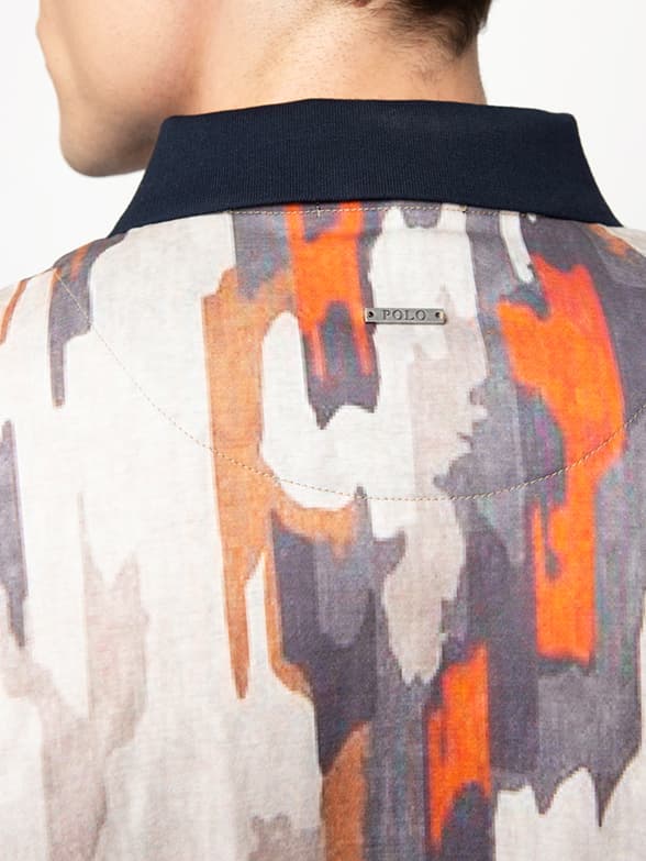 Polo Mens DM Abstract Printed Paint Golfer Orange - Image 6