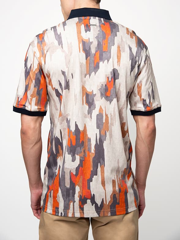 Polo Mens DM Abstract Printed Paint Golfer Orange - Image 2