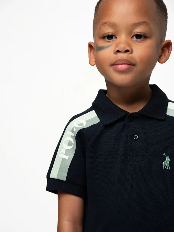 Polo Boys Mpho Striped Raglan Short Sleeve Golfer Navy - Image 5