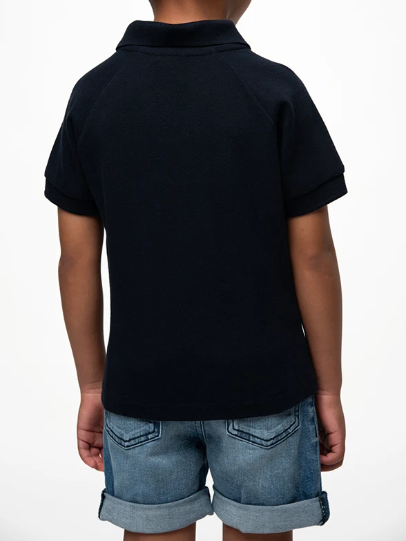 Polo Boys Mpho Striped Raglan Short Sleeve Golfer Navy - Image 3