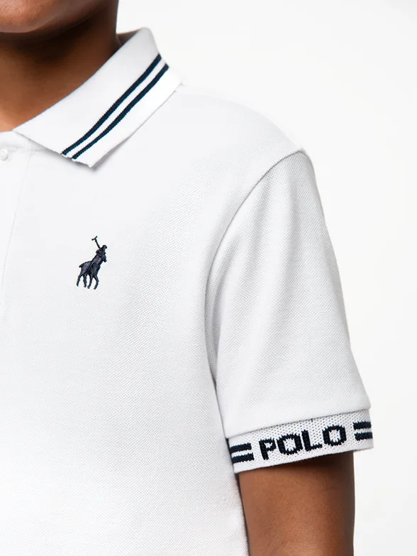Polo Boys Owen Jacquard Short Sleeve Golfer White - Image 2