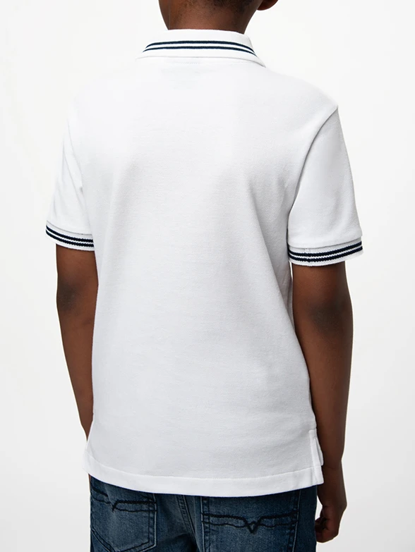 Polo Boys Owen Jacquard Short Sleeve Golfer White - Image 3