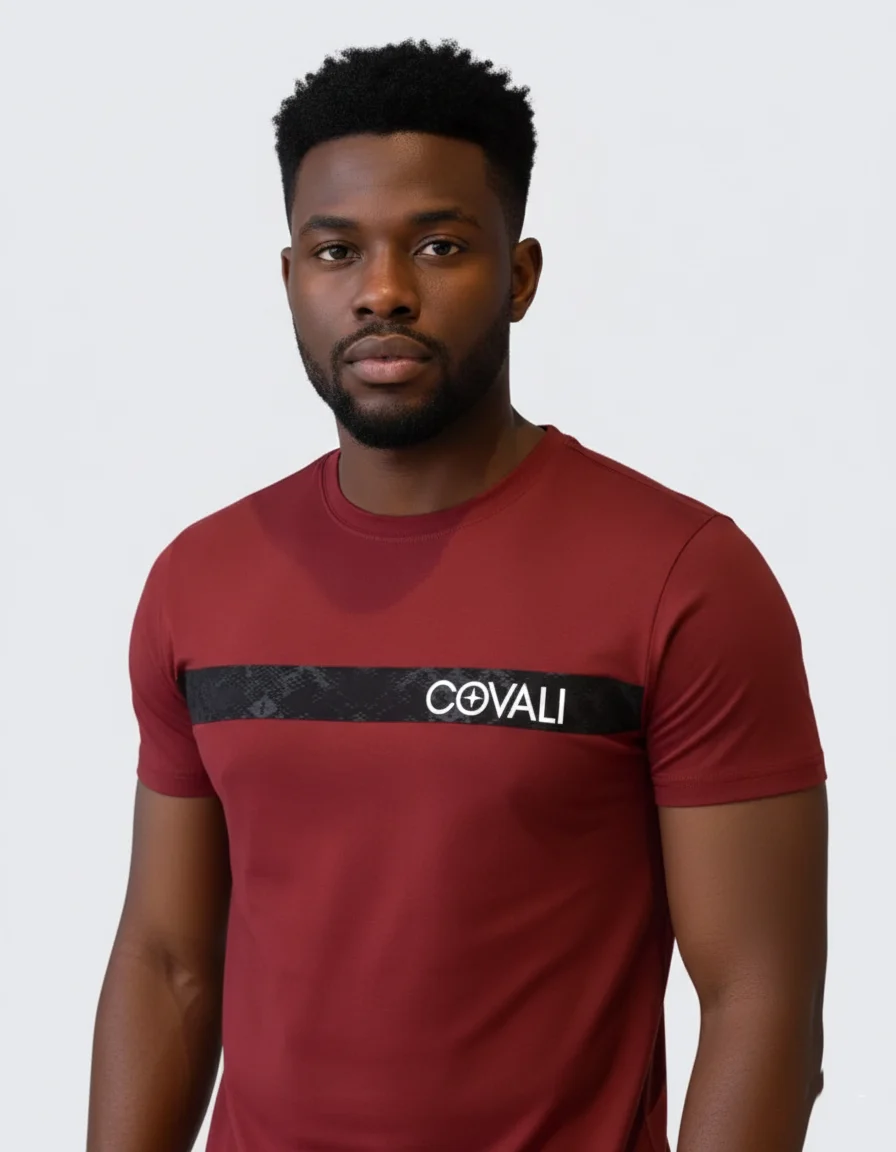 Covali Modela Burgandy Premium Cotton T-shirt