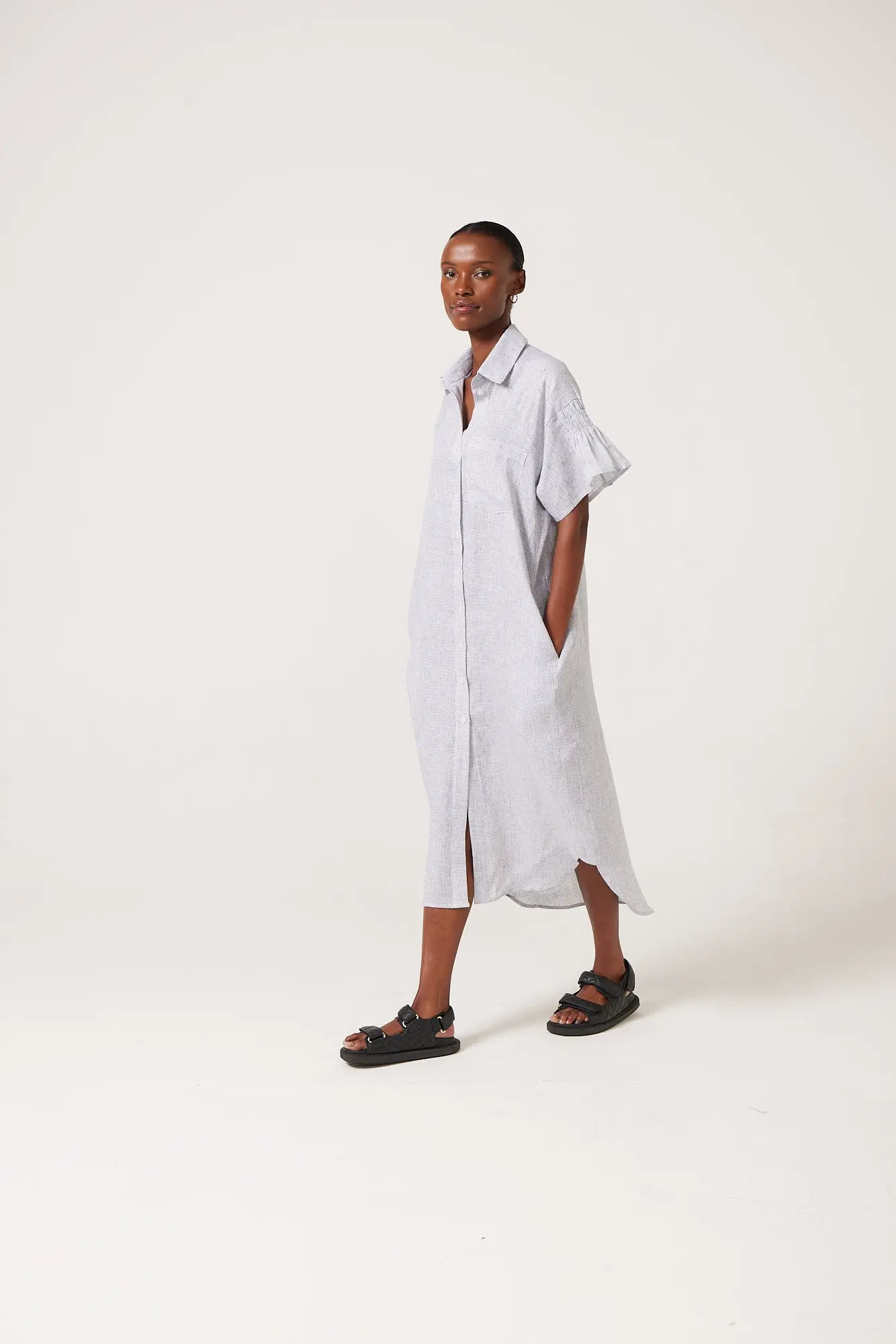 Smudj Mira Linen Check Dress