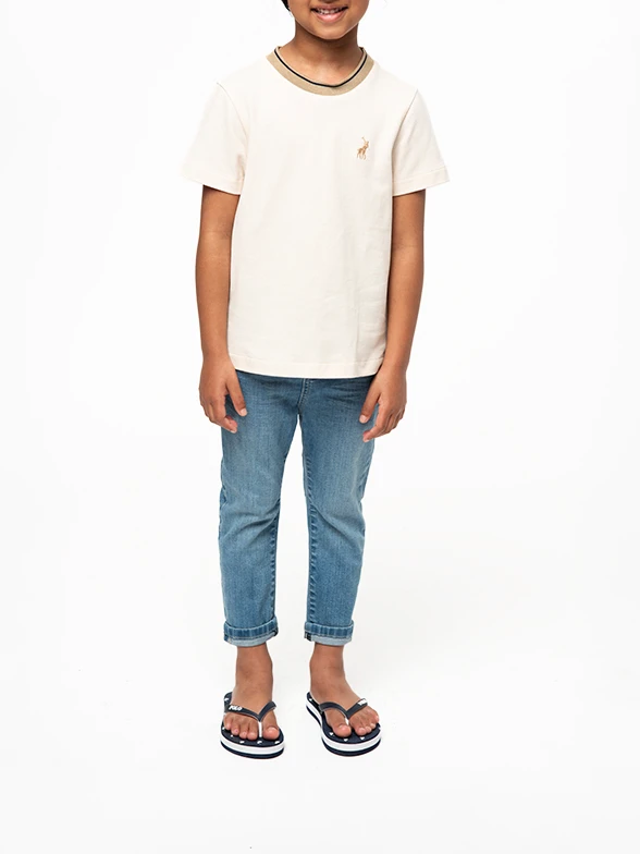 Girls Asha Short Sleeve Pique T-shirt Sand - Image 2