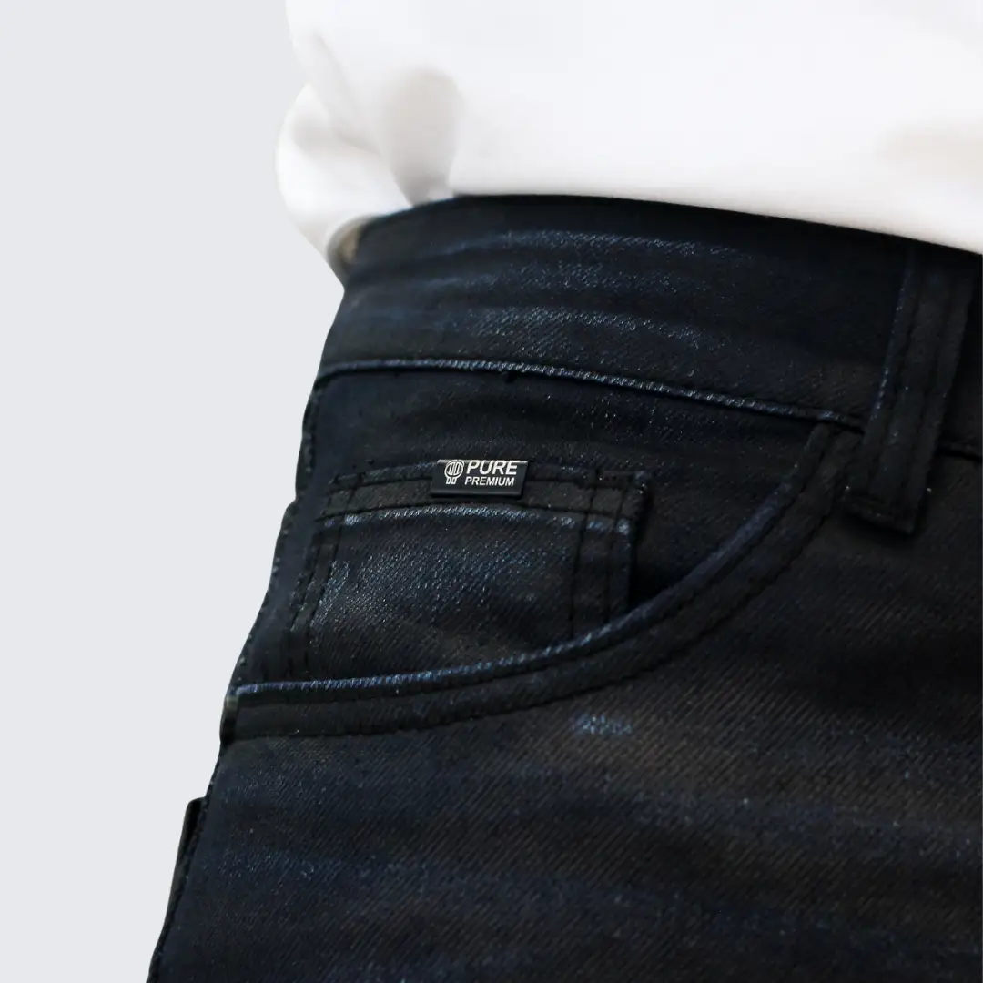Pure Premium Arichi Black Regular Fit Wax Jeans - Image 3