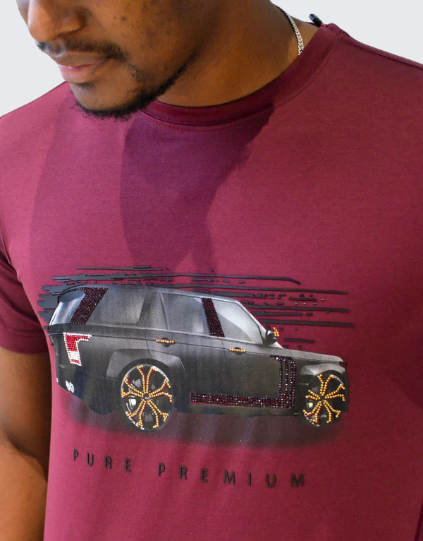 Pure Premium Carro R Burgandy Men's T-shirt - Image 3