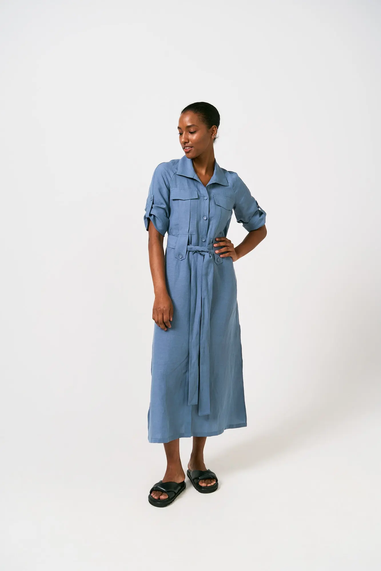 Smudj Shayna Utility Linen Dress - Image 6