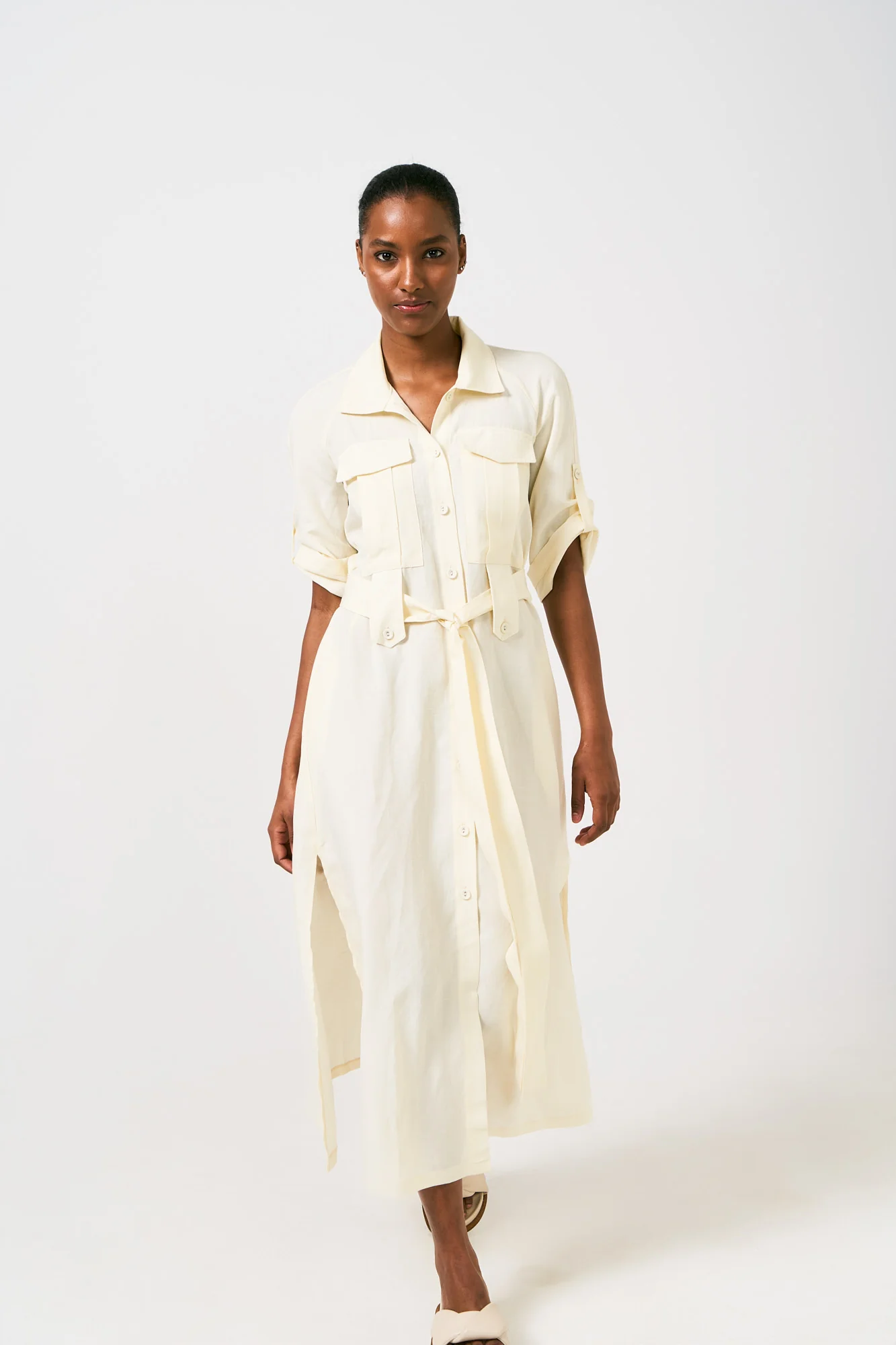 Smudj Shayna Utility Linen Dress