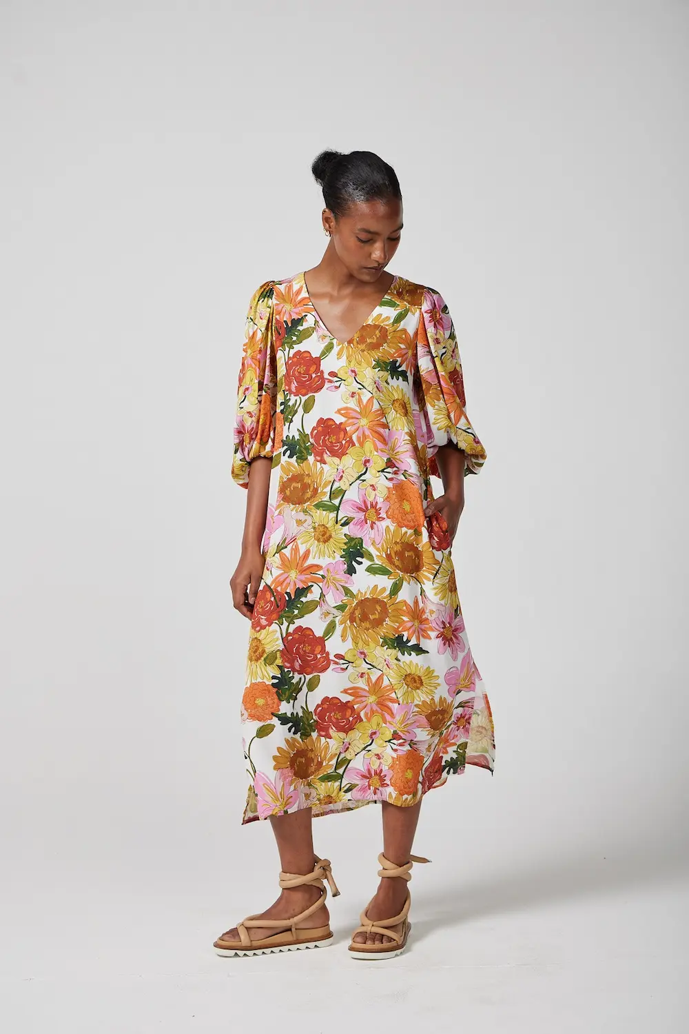 Smudj Josette Silky Shift Floral Dress