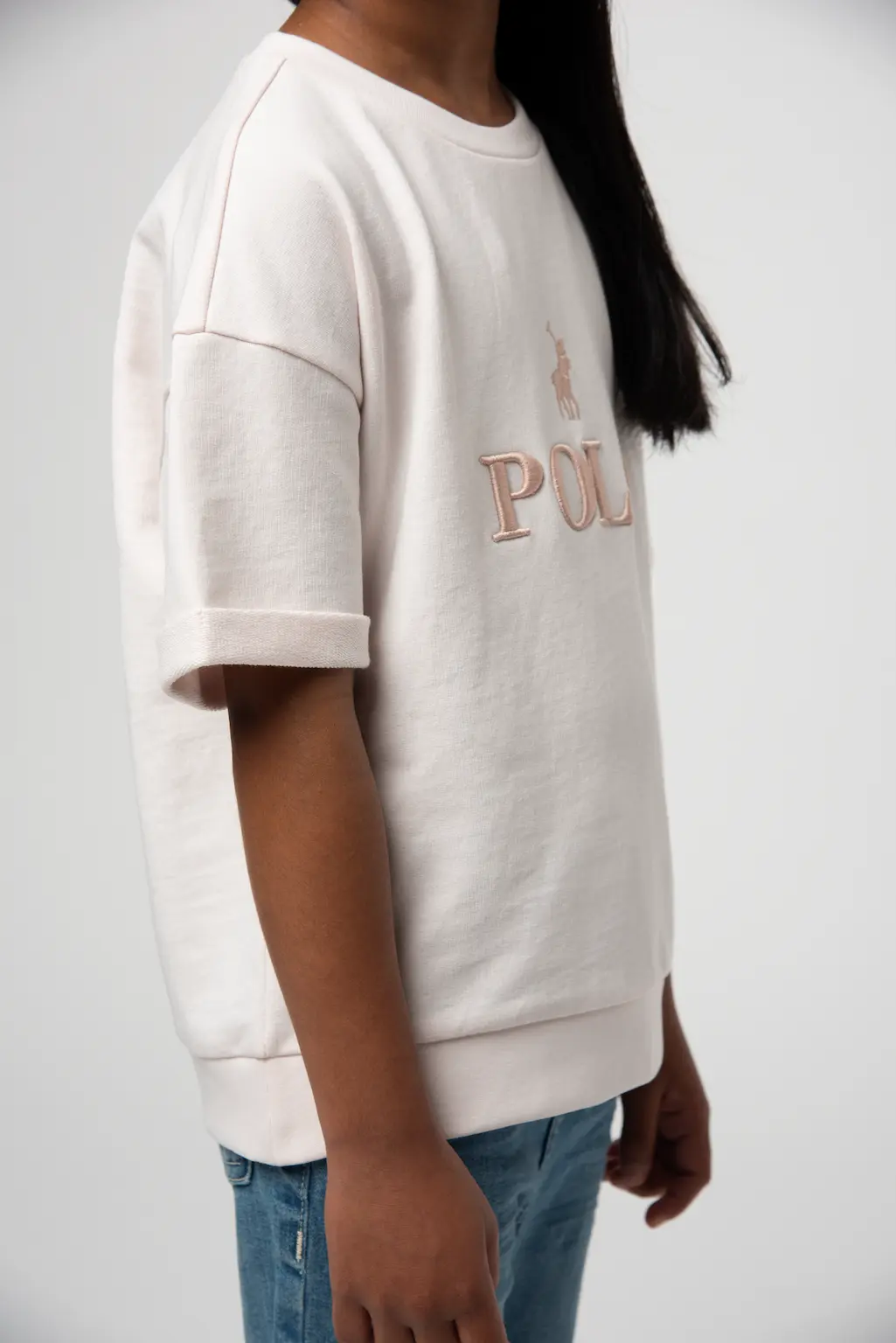 Girls Kim Short-Sleeve Embroidered T-shirt Blush Pink - Image 3