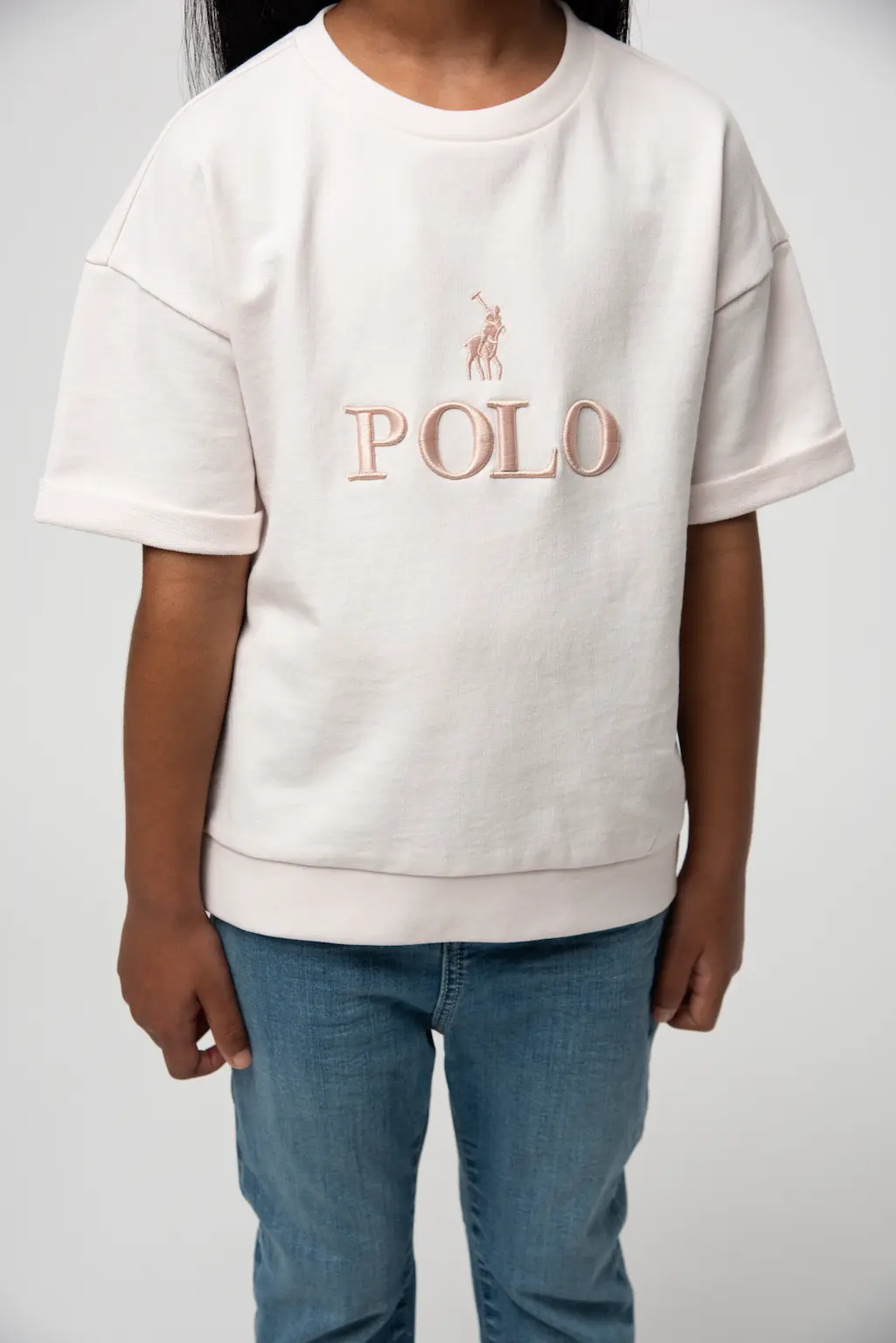 Girls Kim Short-Sleeve Embroidered T-shirt Blush Pink